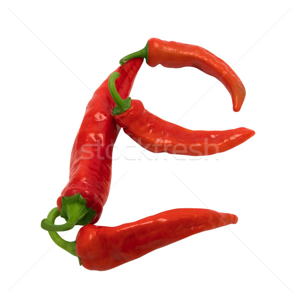 Stock photo: Letter E composed of chili peppers