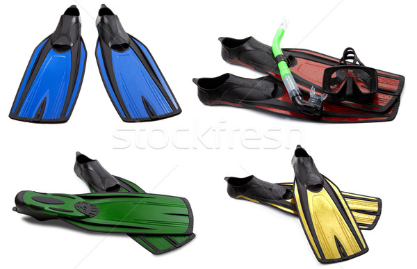 Set of multicolored swim fins, mask and snorkel for diving Stock photo © BSANI