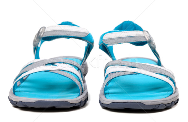 Paar Sommer Sandalen isoliert weiß Vorderseite Stock foto © BSANI