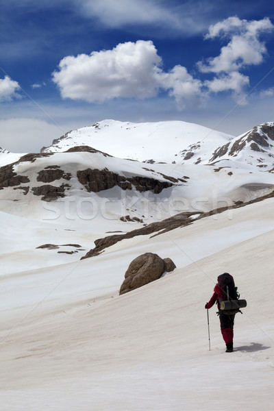 Hiker in snow mountains Stock photo © BSANI