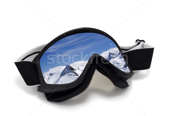 Skibrille Reflexion Berge isoliert weiß Stock foto © BSANI