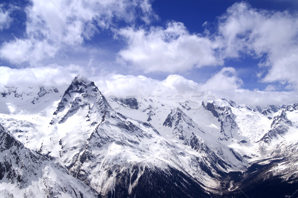 Kaukázus hegyek felhő tájkép tél kék Stock fotó © BSANI