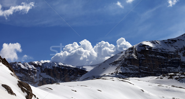 Panorama Ansicht Schnee Felsen bewölkt blauer Himmel Stock foto © BSANI