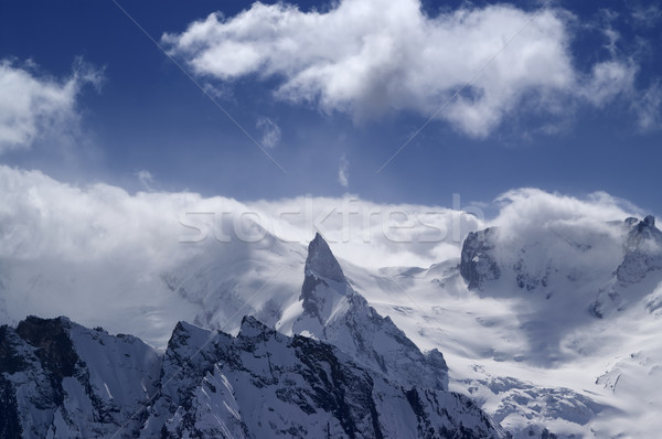 Kaukázus hegyek tájkép tél kék kő Stock fotó © BSANI