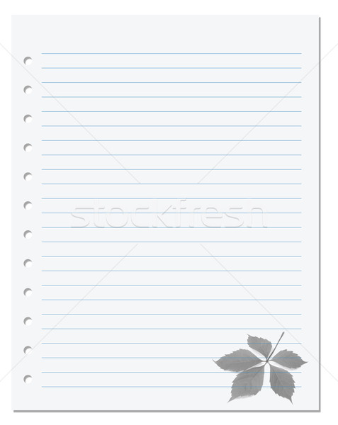 Notebook paper with virginia creeper leaf at background Stock photo © BSANI