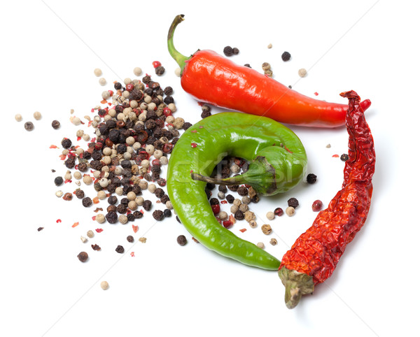 Various of hot peppers on white background Stock photo © BSANI