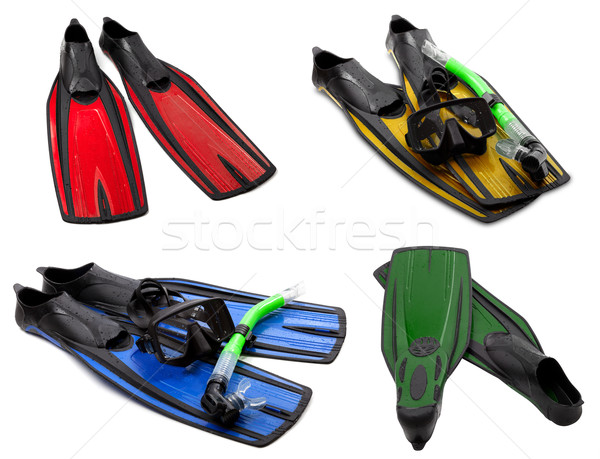 Set of multicolored flippers, mask, snorkel for diving with wate Stock photo © BSANI