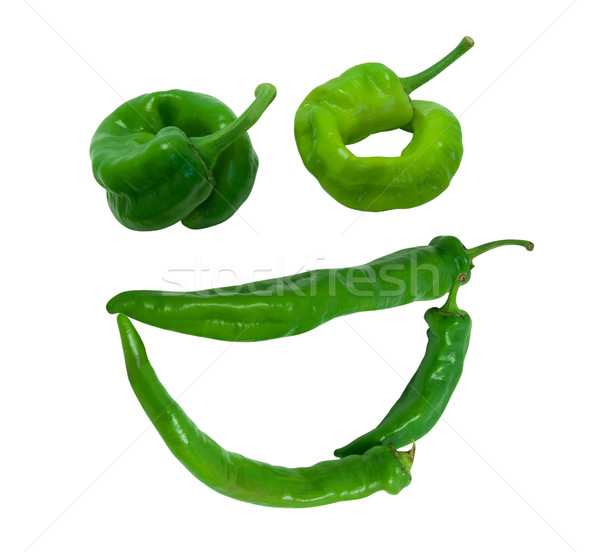 Glimlach grijns groene paprika geïsoleerd witte Stockfoto © BSANI