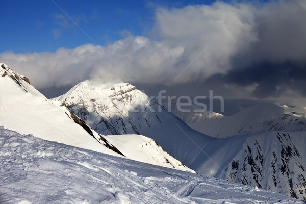 Steigung Berge Wolken Georgia Ski Stock foto © BSANI