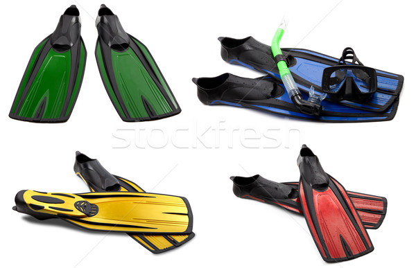 Set of multicolored swim fins, masks and snorkel for diving Stock photo © BSANI