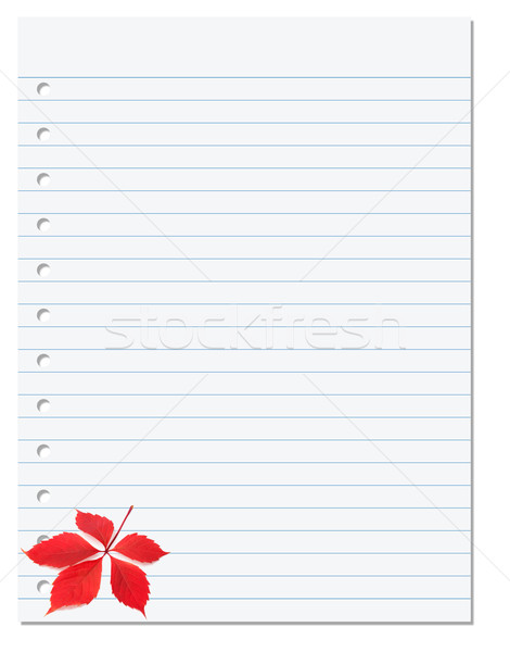 Notebook paper with red autumn virginia creeper leaf in corner Stock photo © BSANI