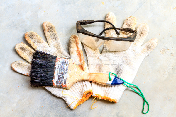 Penseel glas hamer baan versnelling tool Stockfoto © Bunwit