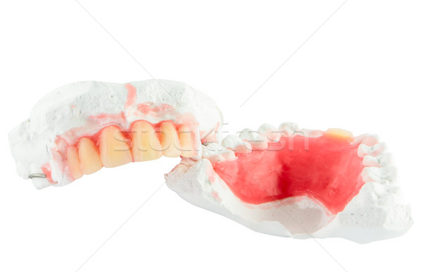 Denture teeth with  wax model isolate Stock photo © Bunwit