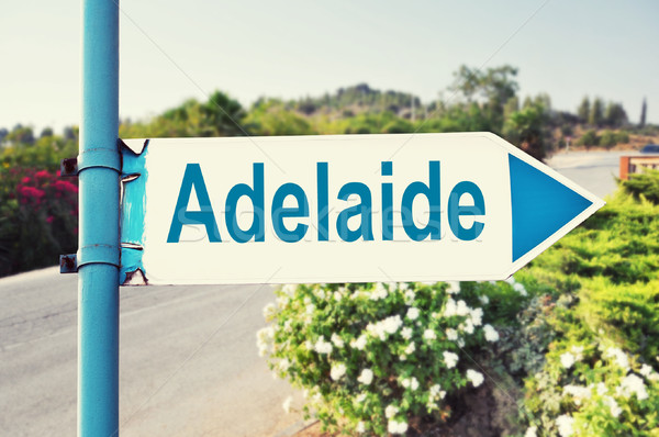 Adelaide Ausztrália jelzőtábla gyönyörű természet út Stock fotó © burtsevserge