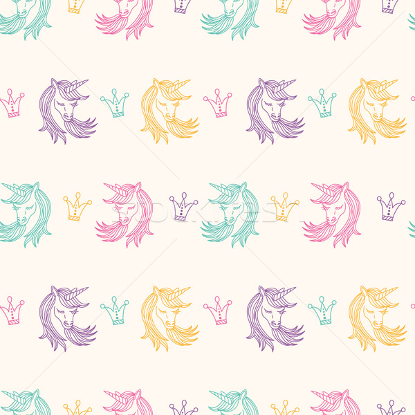 Seamless Pattern with Unicorns, Fantasy, Fairytale Stock photo © burtsevserge