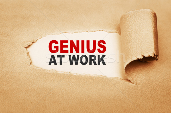 Сток-фото: гений · работу · рваной · бумаги · бумаги · мышления · Идея