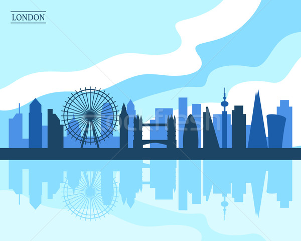 Stockfoto: Londen · skyline · stijl · moderne · ontwerp · hemel