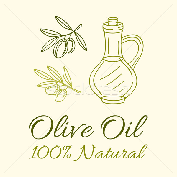 Olivenöl Label Vektor Hand gezeichnet Illustration Natur Stock foto © burtsevserge