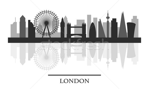 Foto d'archivio: Londra · skyline · bianco · nero · silhouette · costruzione