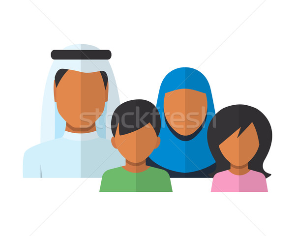 Arab Family members avatars in flat style Stock photo © burtsevserge