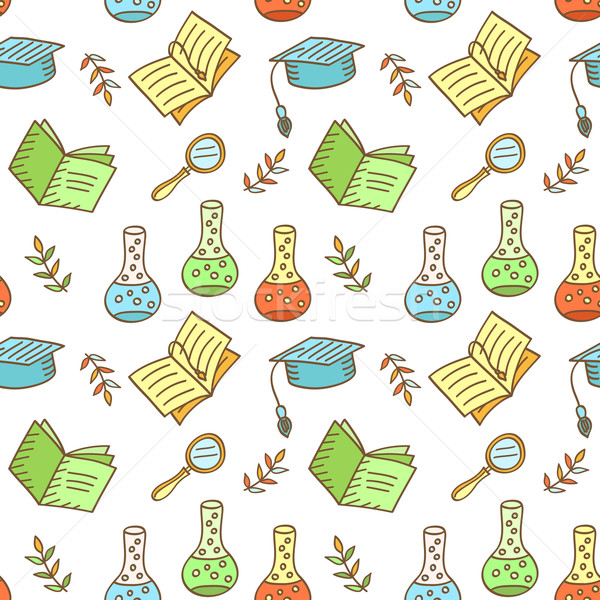 Schule Muster Hand gezeichnet Wissenschaft Vorräte Stock foto © burtsevserge