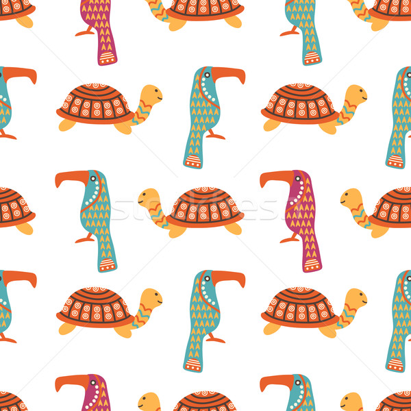 African animals cute seamless pattern Stock photo © burtsevserge