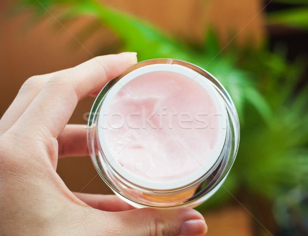Konténer kozmetikai hidratáló krém kéz nő Stock fotó © burtsevserge