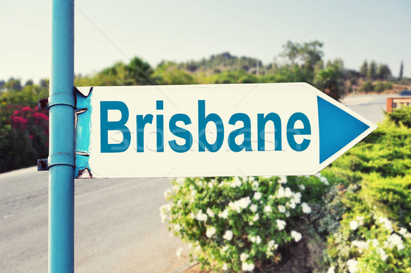 Brisbane Austrália placa sinalizadora belo natureza estrada Foto stock © burtsevserge