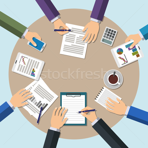 Reunión oficina trabajo en equipo lluvia de ideas manos trabajo Foto stock © burtsevserge