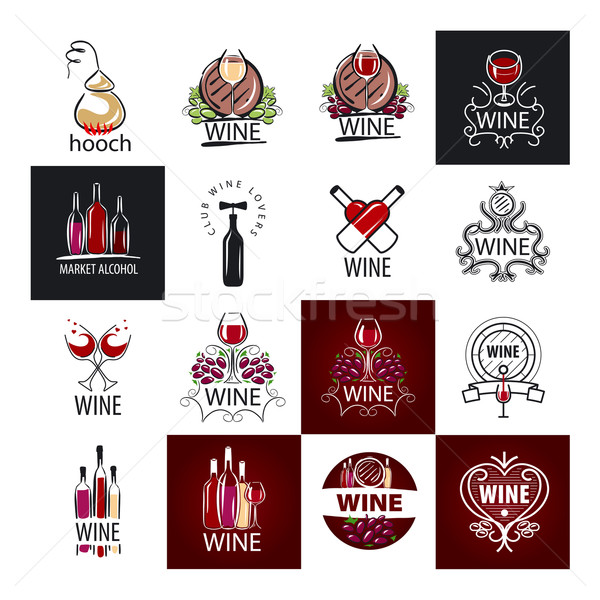 big set of vector logos wine, grapes, barrels Stock photo © butenkow