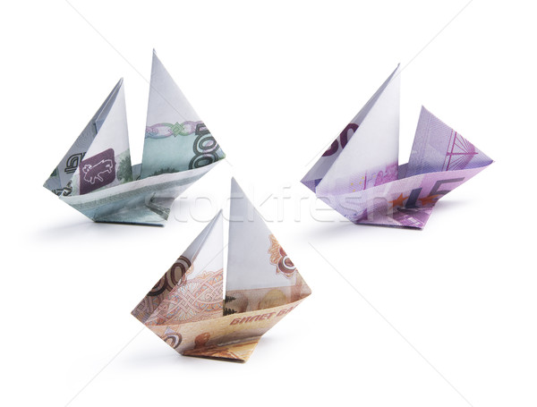 Statku origami biały działalności banku Zdjęcia stock © butenkow