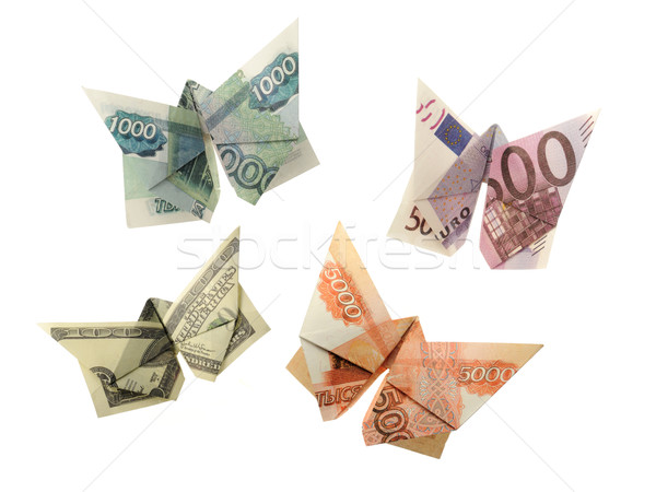 collection of origami butterflies euro, dollar, ruble  Stock photo © butenkow