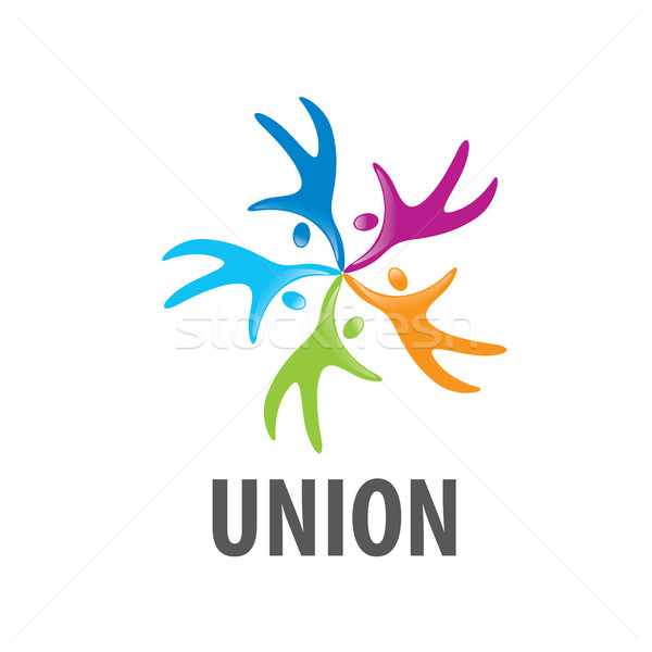 Logo-ul uniune oameni abstract vector colorat Imagine de stoc © butenkow