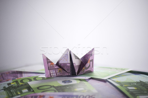 Schip origami bankbiljetten geld business bank Stockfoto © butenkow
