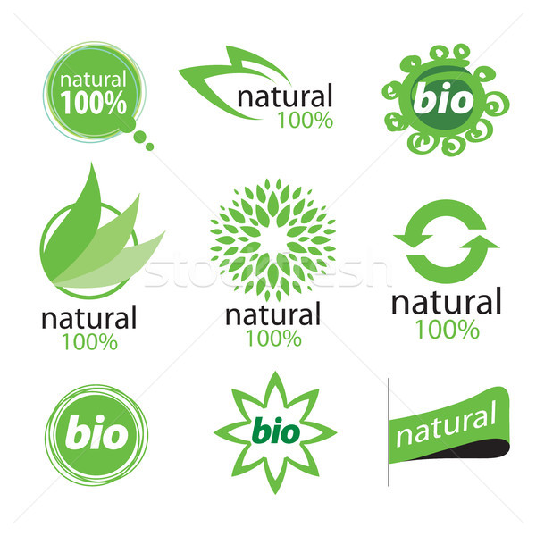 Logo liści podpisania zielone rynku Zdjęcia stock © butenkow