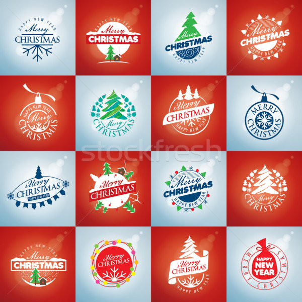 set of vector logo Christmas Stock photo © butenkow