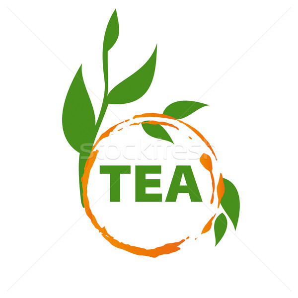 vector logo imprint tea and green leaves Stock photo © butenkow