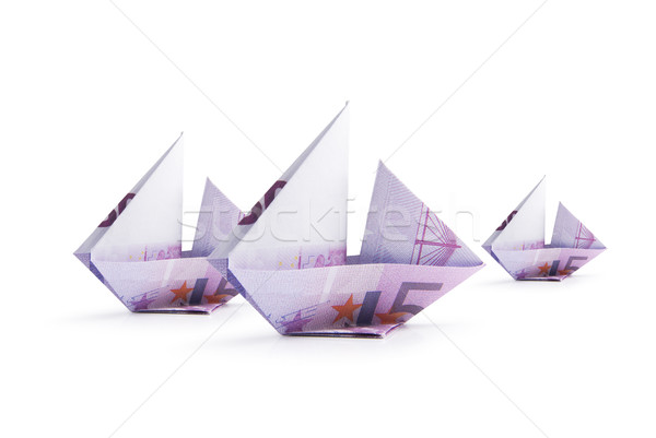 Stockfoto: Schip · bankbiljetten · origami · witte · business · bank
