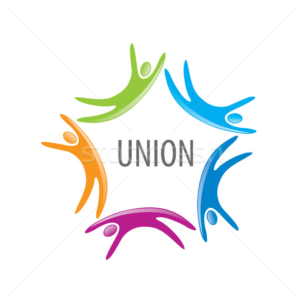 Logo-ul uniune oameni abstract vector colorat Imagine de stoc © butenkow