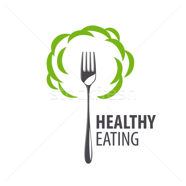 vector logo fork and green cloud Stock photo © butenkow