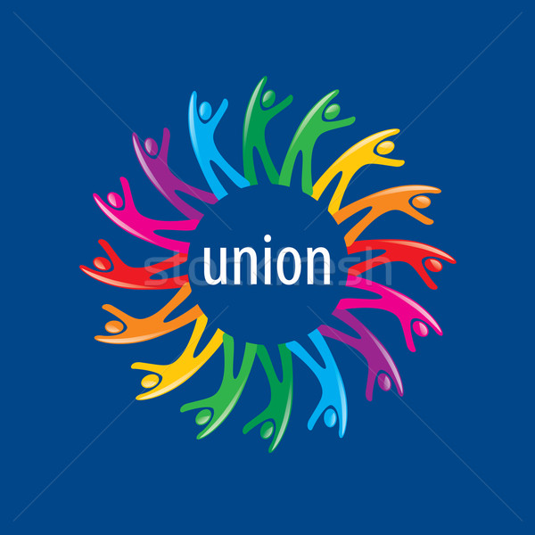 Logo-ul uniune oameni abstract vector colorat Imagine de stoc © butenkow