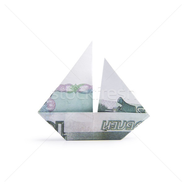 Schip bankbiljetten origami witte business bank Stockfoto © butenkow