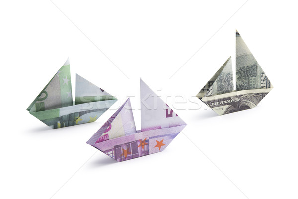 Schip bankbiljetten origami witte business bank Stockfoto © butenkow