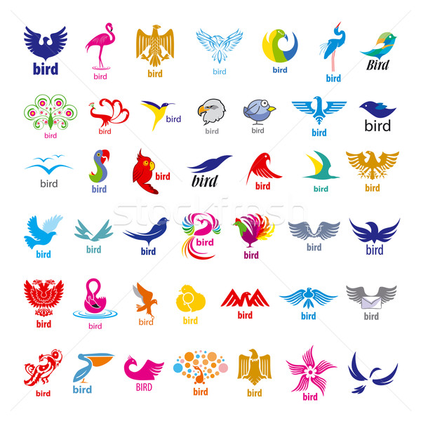 Ensemble vecteur logos oiseaux lettre plumes [[stock_photo]] © butenkow