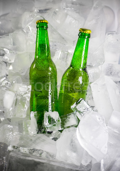 Bottles of beer on ice Stock photo © butenkow