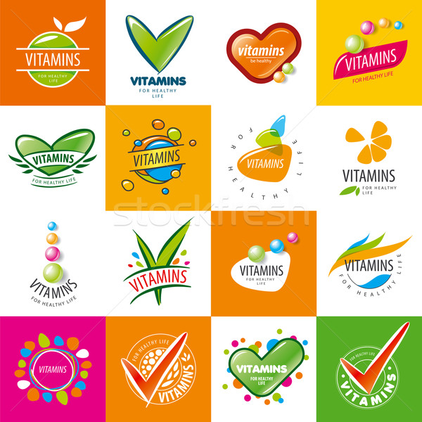 large set of vector logos vitamins Stock photo © butenkow