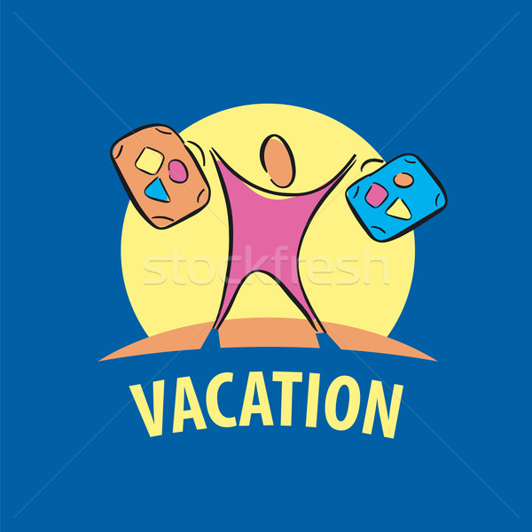 vector logo tourist traveling with suitcases Stock photo © butenkow