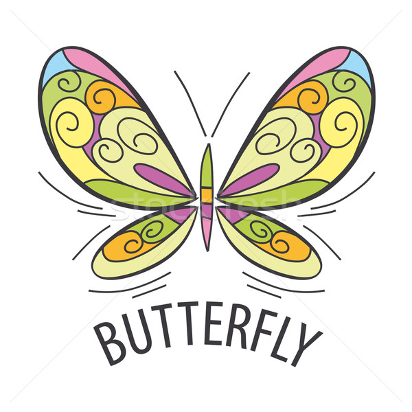 Wektora logo wdzięczny Motyl podpisania zwierząt Zdjęcia stock © butenkow