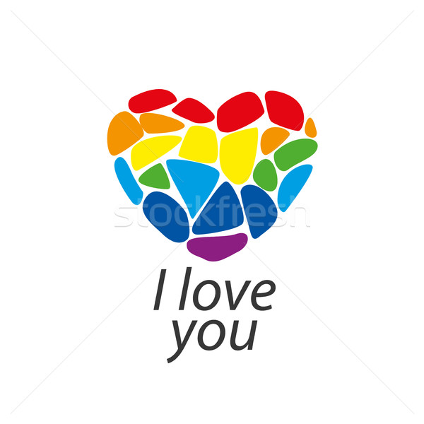 Logo corazón arco iris diseno gay lesbianas Foto stock © butenkow