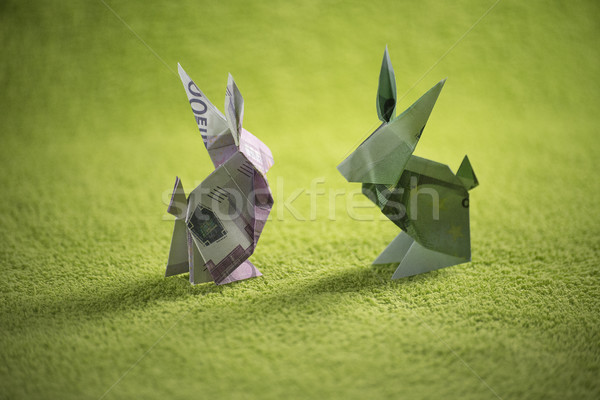 Origami Hase Banknoten Grünen Papier Abstrakten